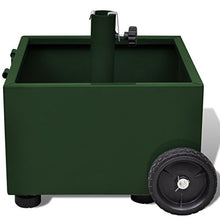 vidaXL Base Ombrellone Fioriera Metallo Verde con Ruote Parasole Portafiori