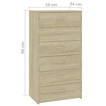 FAMIROSA Credenza con 6 Cassetti Rovere Sonoma 50x34x96 cm in Truciolato
