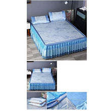 Set pieghevole per l'estate, in seta e gelato, opaco, con federa, 3 pezzi, set di biancheria da letto per il raffreddamento estivo, lavabile in lavatrice, colore: blu, dimensioni: 1,2 x 2 m