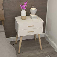 FFAN Comodino Tavolino in Stile Nordico per Camera da Letto con 2 cassetti Gamba in Legno Manico in Legno Grezzo Finitura Verniciata