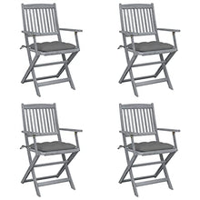 vidaXL Sedie da Giardino Pieghevoli 4pz con Cuscini in Massello Acacia