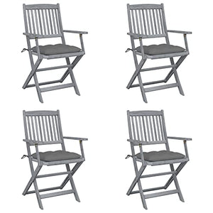 vidaXL Sedie da Giardino Pieghevoli 4pz con Cuscini in Massello Acacia