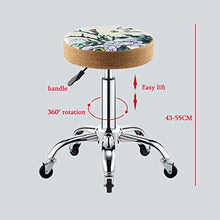 Sgabello Girevole, Altezza Regolabile 43-55 cm Girevole 360° per Salone Medico, estetico, Artista, Studio e Uso Domestico,Blue Lotus