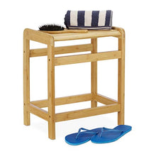 Relaxdays Sgabello da Bagno in Bambù, Design Naturale, Panchetta da Armadio, 50,5 x 41,5 x 29,5 cm, Legno Naturale