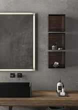Dafne Italian Design Mobile Bagno Moderno con lavabo a Terra – Castagno Vecchio Non Levigato – Laccato Opaco Nero Opaco