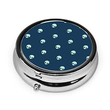 Semplice Alien Head Icona Senza Soluzione di Continuità Modello Rotondo Pill Container 3 Vano Metallo Medicina Caso Vitamina Organizzatore Titolare Scatola Decorativa per Viaggi All'aperto
