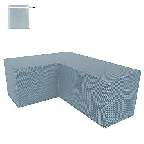 Coperture Per Divani Da Giardino A Forma Di L/V, Copertura Protettiva Divano Angolare Copri Esterno Per Mobili Rattan Copridivano Antipolvere Durevole Protezione Solare (215X215X87CM, Grigio)