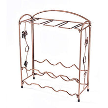 OUGEA Porta Bottiglie Vino,Porta Bottiglie retrò in Ferro battuto espositore per Bicchieri Vino Tavolo Accessori per Porta Bottiglie per Cucina Ristorante e Bar Bronzo