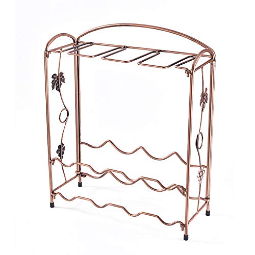OUGEA Porta Bottiglie Vino,Porta Bottiglie retrò in Ferro battuto espositore per Bicchieri Vino Tavolo Accessori per Porta Bottiglie per Cucina Ristorante e Bar Bronzo