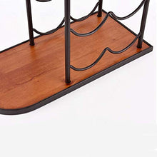 LDM Portabottiglie per Vino, 8 Bottiglie di portabottiglie in Legno + Ferro battuto Stand-Alone espositore da banco, scaffale Creativo per la Decorazione dell'Armadio per la casa