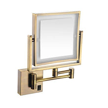 DGYAXIN Specchio da Barba Quadrato da Parete per Bagno, Specchio per Trucco con Caricatore USB Estensibile con luci a LED, Specchio ingranditore 1x / 3X, Ottone,01
