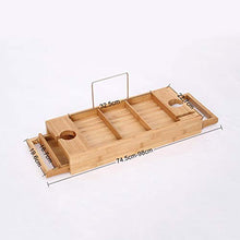 Vasca da Bagno, Ripiano in Legno Portabottiglie da Bagno in bambù, Tavolo da Bagno Regolabile Estensibile Antiscivolo, Adatto A Qualsiasi Vasca, 74,5-98x23 Cm