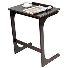 DREAMADE Tavolino Laterale da Divano in bambù, Tavolino per caffè e Colazione da Salotto con Design Forma a C per Divano e Poltrona, Tavolo Multifunzionale in bambù, Marrone Scuro, 60 x 40 x 70 cm