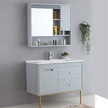 Set di Mobili da Bagno Mobile da Bagno Vanity in Ceramica e armadietto per Lo Specchio Armadio da Bagno Cabinet Set con Specchio (Color : Gray, Size : 50x101x85cm)