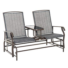 giordano shop Dondolo 2 Posti da Giardino 81x148x100 cm con Tavolino in Ferro e Textilene Marrone