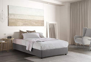 Talamo Italia Letto contenitore Una piazza e mezza Silvia Sommier, Made in Italy, Letto con rivestimento in tessuto, Apertura frontale, con materasso cm 120x190 incluso, Grigio