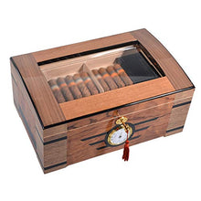 SHAO1 Cigar Humidor, Legno di Cedro Cigar Box Alto-Through Lucernario con Dorato Igrometro con Umidificatore (346 * 236 * 161Mm)