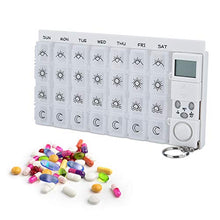 AMAZOM Portapillole con Allarme Elettronico Scatola per Pillole Portatile con 28 Scomparti Mensile in Bianco,Bianca