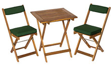 Deliano - Set da balcone Kreta in acacia con cuscino – pieghevole, salvaspazio, 2 sedie, 1 tavolo rettangolare