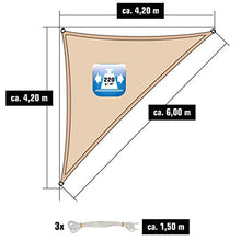 AMANKA Tenda da Sole UV - 4,2x4,2x6 Triangolo Rettangolo HDPE - Telo di Protezione Solare Beige