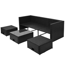 mewmewcat Set Divani da Giardino 12 pz in Polirattan Modulare Nero, 12 pz Set Divano 3 Posti con Tavolo e Sgabello Ottonano da Giardino Esterno