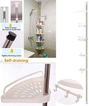 Lsmaa Bagno telescopico Regolabile a Livello con scaffale per Doccia con scaffale per Doccia Caddy Organizzatore in Acciaio Inox + PP