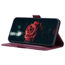 ikasus Cover Compatibile con Samsung Galaxy A21S Custodia Motivo Floreale Custodia a Portafoglio in Pelle PU con Cavalletto e Custodia a Libro,Rosso
