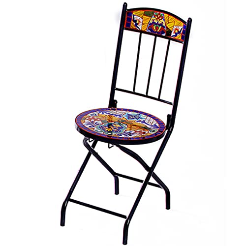 HZWZ Set da Tavola A Mosaico Artigianale, Set da Patio Esterno A 3 Pezzi, Tavola E Sedie per Esterni in Stile Messicano Resistente alla Ruggine,1 Chair