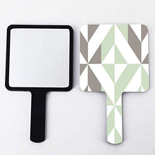 Specchio a mano, verde salvia e argento geometrico ZigZag quadrato palmare specchio con maniglia per trucco casa salone viaggio uso 9 cm L x 16 cm L