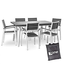 XONE Keter Set Harmony in Resina Tavolo (160/240x100xh74cm) e 6 poltrone Stampo Legno + Copertura Contro intemperie