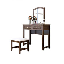 2 Cassetti,Vanity Toeletta Da Trucco Per Camera Da Letto,Antico Specchiera Tavolo Cosmetici Con Specchio,Gambe In Legno Solido,Tavolo Da Trucco Per Le Donne,Sgabello Imbottito-Legno 100x40x145cm(39x16