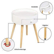 WOLTU Comodino Rotondo con Cassetto per Camera da Letto Organizzatore da Letto Tavolino da Salotto in Legno Bianco 38 cm TS111ws