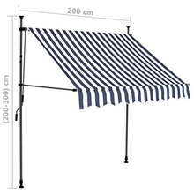 Goliraya Tenda da Sole Retrattile Manuale con LED,Tenda da Sole Giardino/Patio/Terrazzo Blu e Bianco/Bianco e Arancione/Antracite/Crema/Arancione e Marrone 150 cm/200 cm/250 cm/300 cm/350 cm/400 cm
