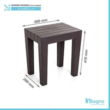 Sgabello bagno doccia multiuso Lello alta resistenza, 38x29x41 cm effetto legno, portata 150 Kg (1, Marrone)