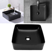 Estink - Lavabo da bagno, a forma quadrata, in ceramica moderna, per lavabo e bagno, 36 x 36 x 12,5 cm, colore: Nero