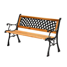 UWY Panchina da Giardino per terrazza, panchina da Giardino per Balcone con Schienale e braccioli, Struttura in ghisa e sedili in Legno massello anticorrosivo, Combinazione di Tavolo e Sedia per