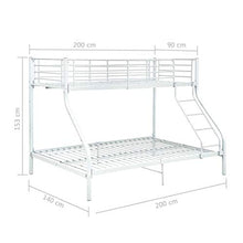 BIGTO - Struttura letto a castello in metallo, per camera da letto, colore: bianco, 140 x 200 cm, 90 x 200 cm
