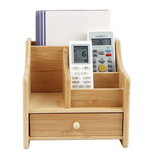 Fdit Organizer da Tavolo, Scatola di immagazzinaggio Multifunzionale Organizer da Tavolo in bambù Telecomando per Cosmetici con cassetto per riporre Piccole Forniture per Ufficio
