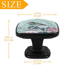 Set di 4 pezzi con maniglia quadrata per armadio da cucina, credenza, cassettiera, cassettiera, con viti, per cucina, comò, armadietto, bagno, armadio, rose con uccelli e fiori floreali