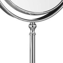 Specchio da trucco a specchio con due lati rotondo, girevole a 360°, argento