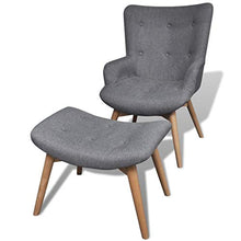 vidaXL Poltrona con Poggiapiedi a Uovo Poltroncina Robusta Elegante Moderna Morbida Sedia Imbottita con Pouf in Tessuto Grigio e Schiuma