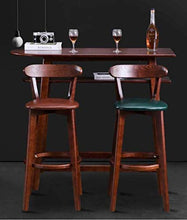 Bar Stool Wooden Legs Ritorno Sgabello Sedia poggiapiedi in Pelle Nera Schienale del Sedile è Possibile pranzare e sedie for la Colazione Cucina Bar Café Legno Sgabelli Faux Sgabelli con Schienale