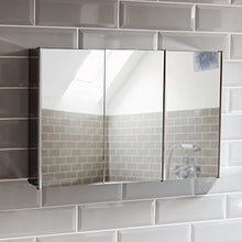 Bath Vida Armadietto da Bagno con 3 Ante in Acciaio Inossidabile, con meccanismo di Chiusura Magnetica, Colore: Argento, H 45 x W 68 x D 13 cm
