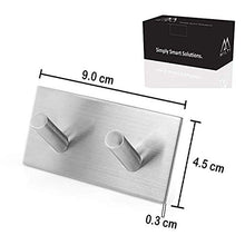 Milti Portasciugamani Autoadesivo Acciaio Inox 304 finitura spazzolata - Argento - Ganci Adesivi di Design senza Foratura per Bagno o Cucina - Niente più Forature - Adesivo 3M di alta Qualità