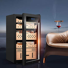 Umidificatore Legno di Cedro, humidor sigari LED con Touch Screen LED, Volume 55 L, Adatto per 200-260 Sigari, 60 W, Temperatura Interna 12-23° C, umidità Fino al 70%, Nero