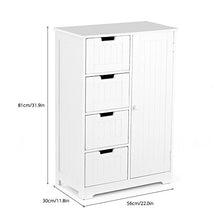 Festnight Armadietto Bagno | Armadietto Autoportante da Bagno con 4 Cassetti e UnAnta, Ripiano Regolabile, per Bagno, Soggiorno, Cucina, Corridoio, Bianco