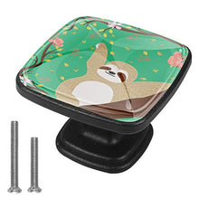Bradipo carino e fiore Pomelli per Porta Set di 4 Pomelli per Mobili Manopole per Cassetti Cucina Armadio Vetro