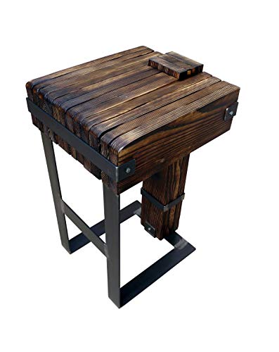 CHYRKA® Sgabello Tavolo da Pranzo Bar Salotto DROHOBYCZ Loft Vintage Bar IndustrieDesign Legno metallo vetro lavorato a mano (Sgabello)