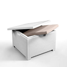 BICA Storage Table Rattan Tavolino Porta Cuscini, Bianco
