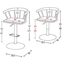 Sgabelli da Bar Set di 2 Sedie A Barre con Schienale in Legno, Sgabelli A 80 ° Sollevamento Girevole, Regolazione Dell'altezza Gray-High Stool